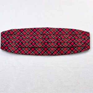 Vintage Tartan Plaid Cummerbund D&J Anderson Woven In Scotland 31” Waist Red